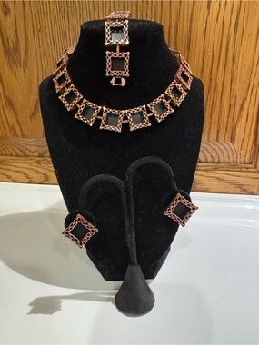 Rare Vintage Renoir Shadowbox Necklace, Bracelet & Earring Parure Set